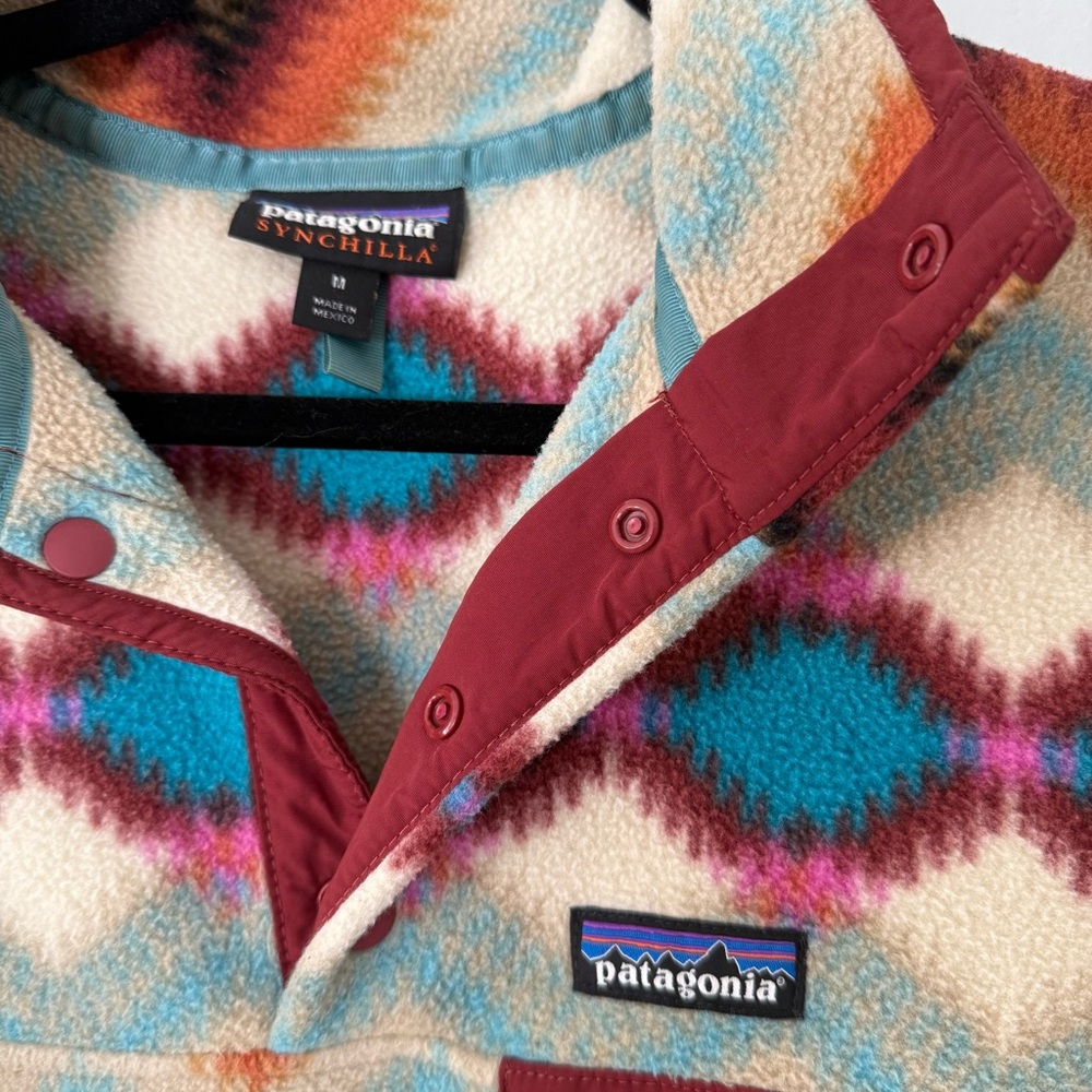 Patagonia Synchilla Snap-T “Timber Twist Cinder Red” Fleece Pullover - size M - Picture 6 of 8
